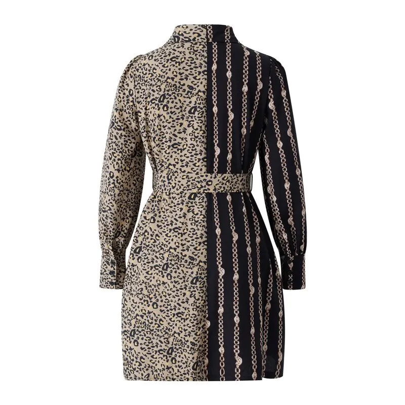 Women's Printed Long Sleeve Dress Casual Bandage Mini A-line Dresses Sexy Party Summer Feminias Vestidos Women Clothes