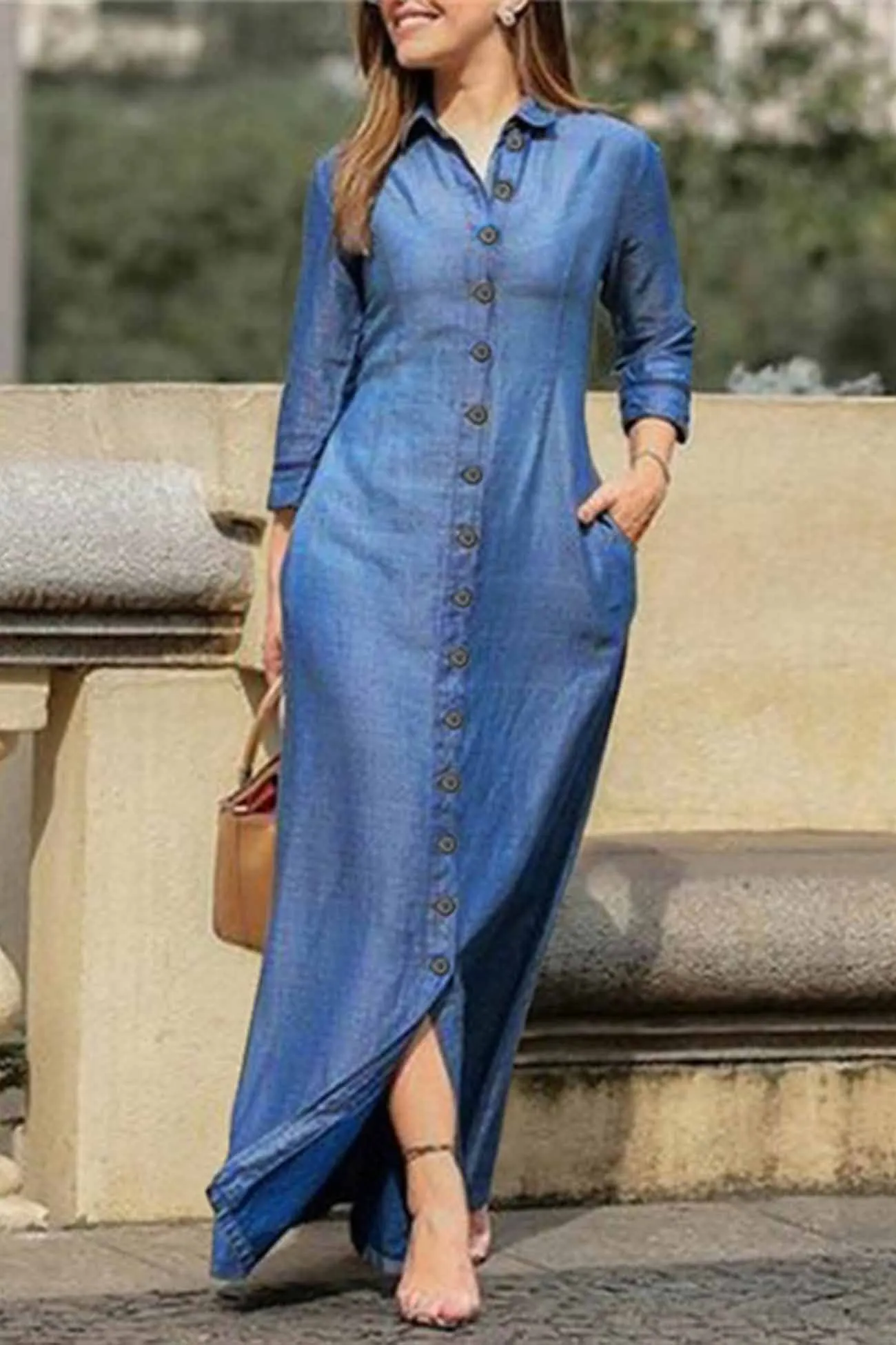 Maxct Lapel Button Up Shirt Dress
