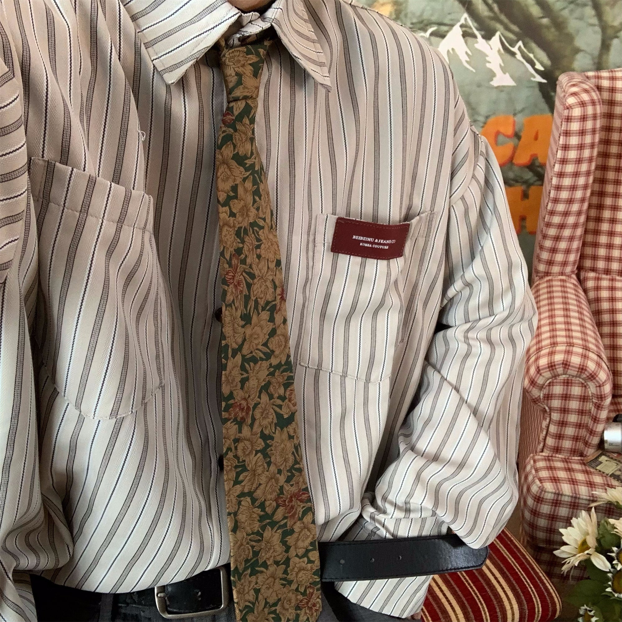 Business Casual Striped Button-Up Shirt Maxct