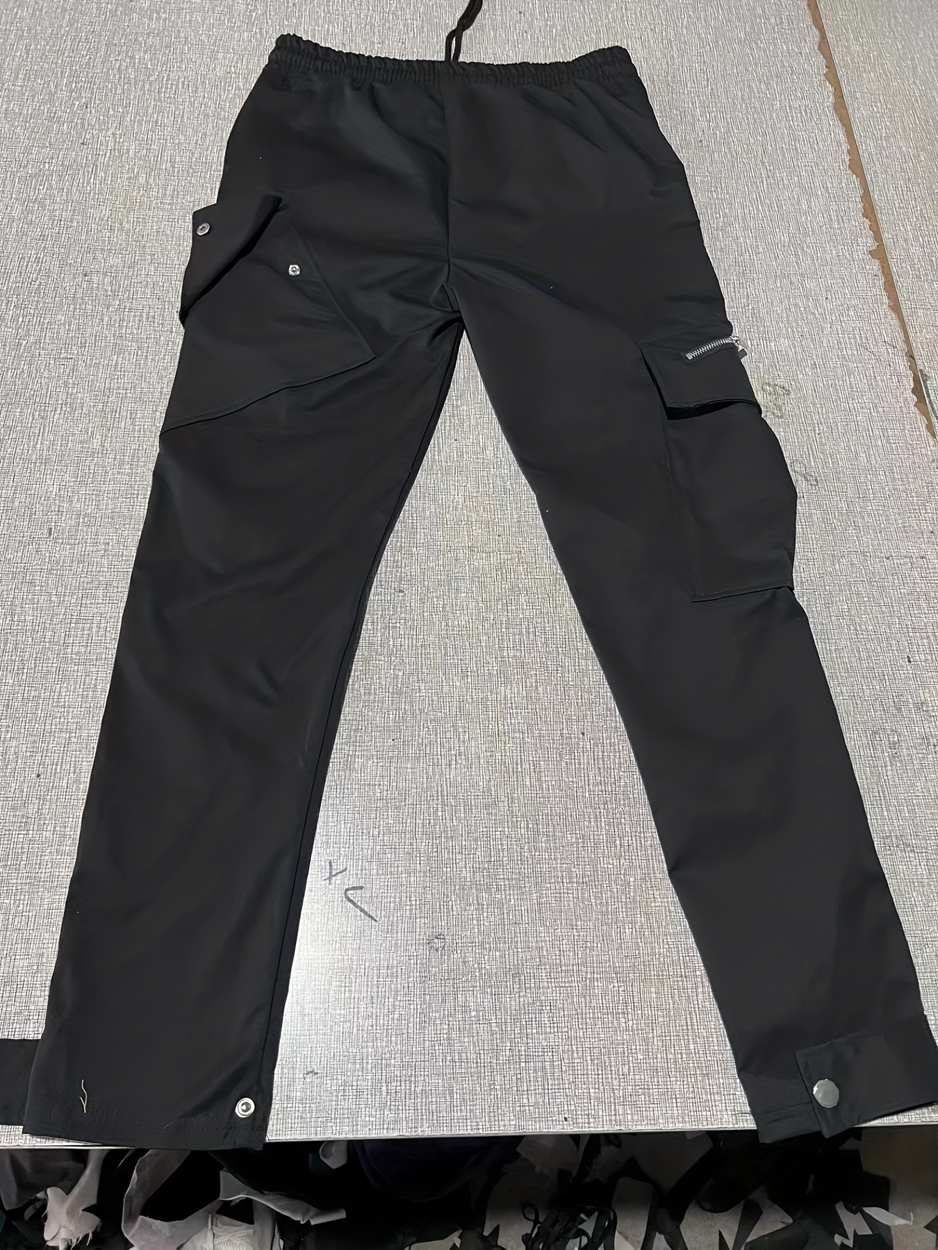 Men's Drawstring Cargo Pants, Zip Pocket Slim Fit Trendy Outdoor Pants, Mens Work Pants, Tactical Pants