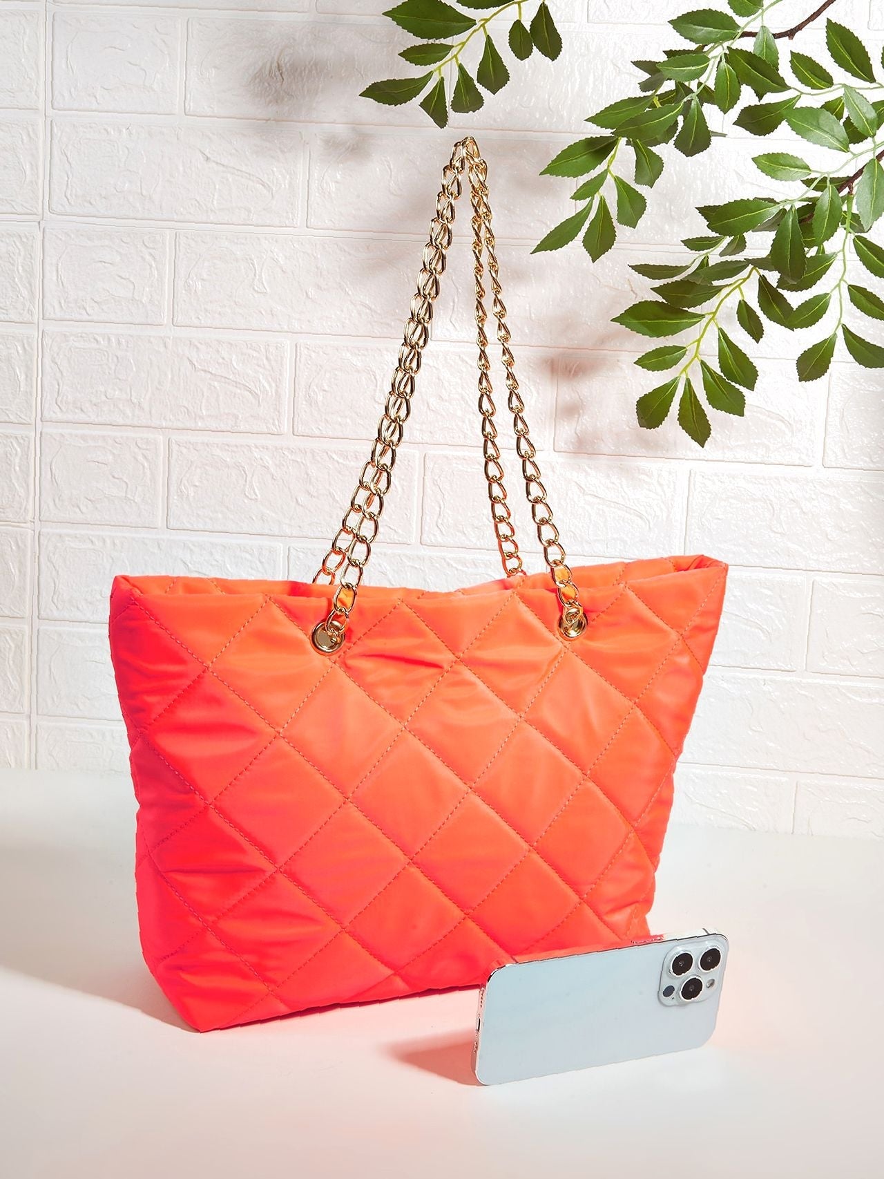 Maxct - Quilted Embossed Chain Shoulder Tote Bag  - Women Tote Bags