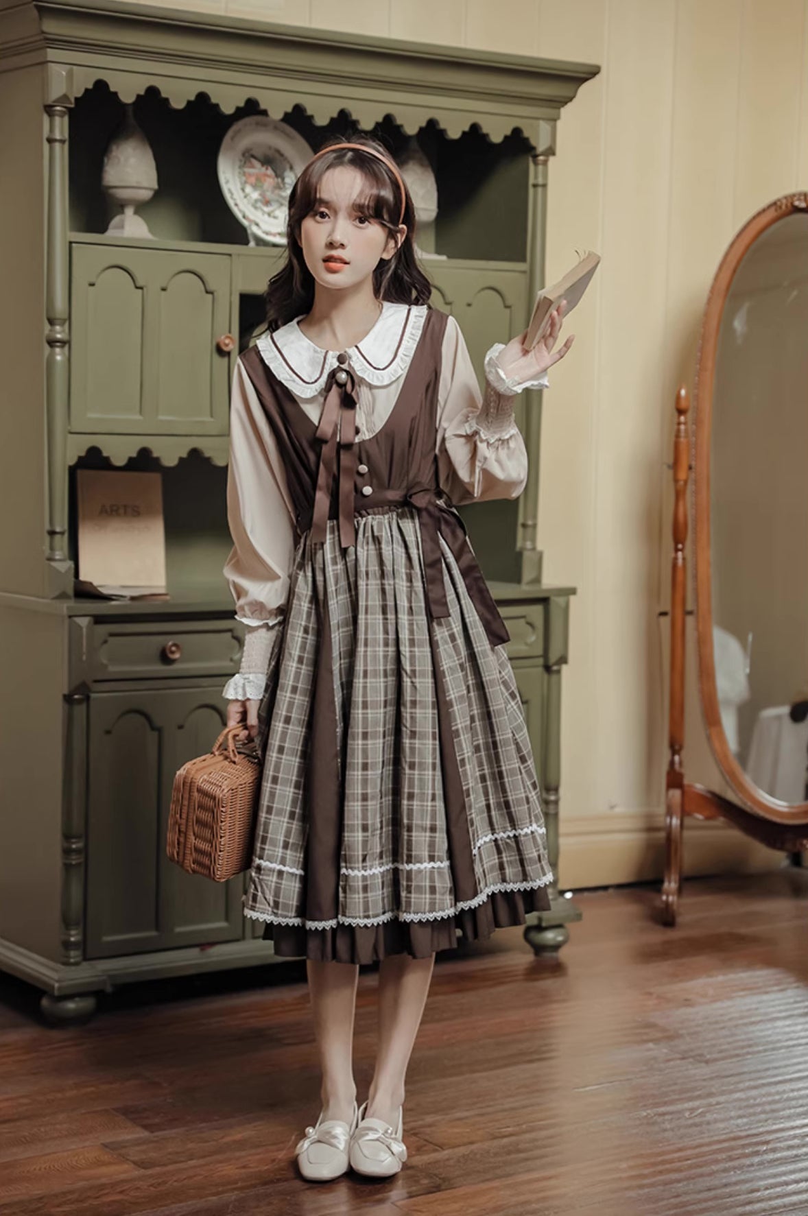 Mocca Plaid Twofer Midi Dress Maxct