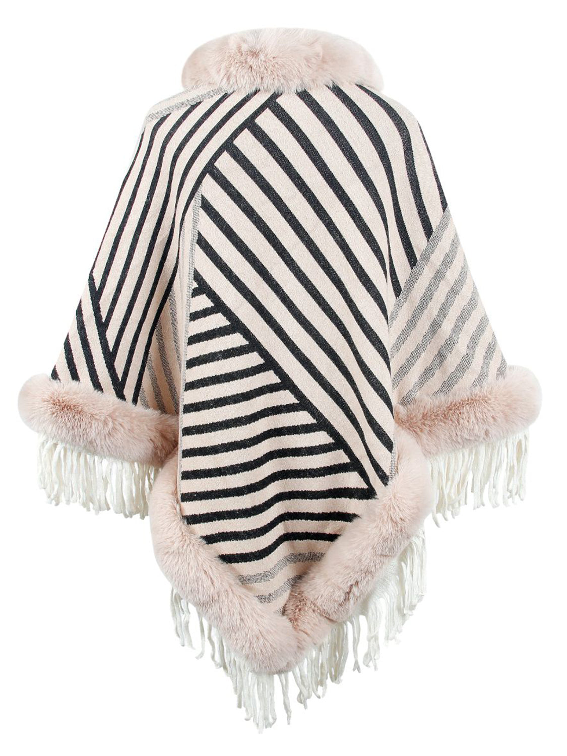 Maxct &Striped Fringe Hem Poncho