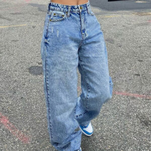 Basic Wash Straight Leg Boyfriend Jeans Maxct