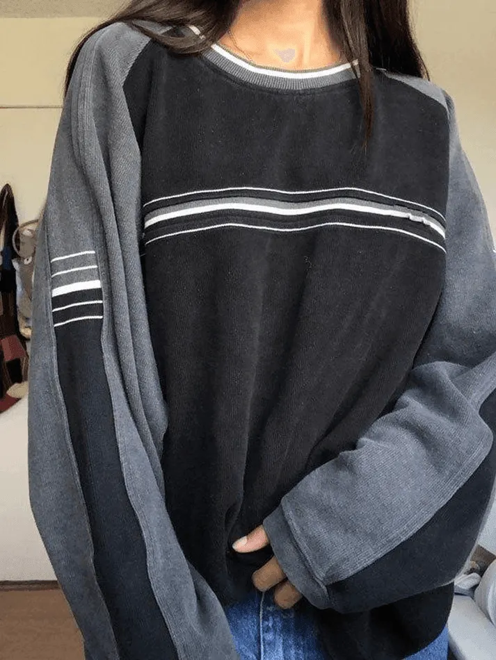 Maxct Patchwork Striped Crew Sweatshirt