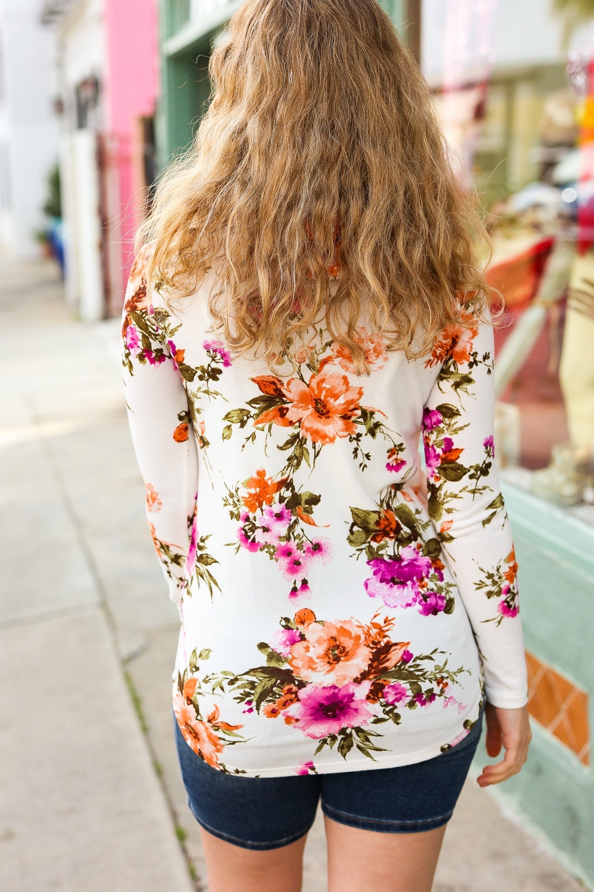 Maxct &Just My Type Cream Floral Cowl Neck Sweater Top