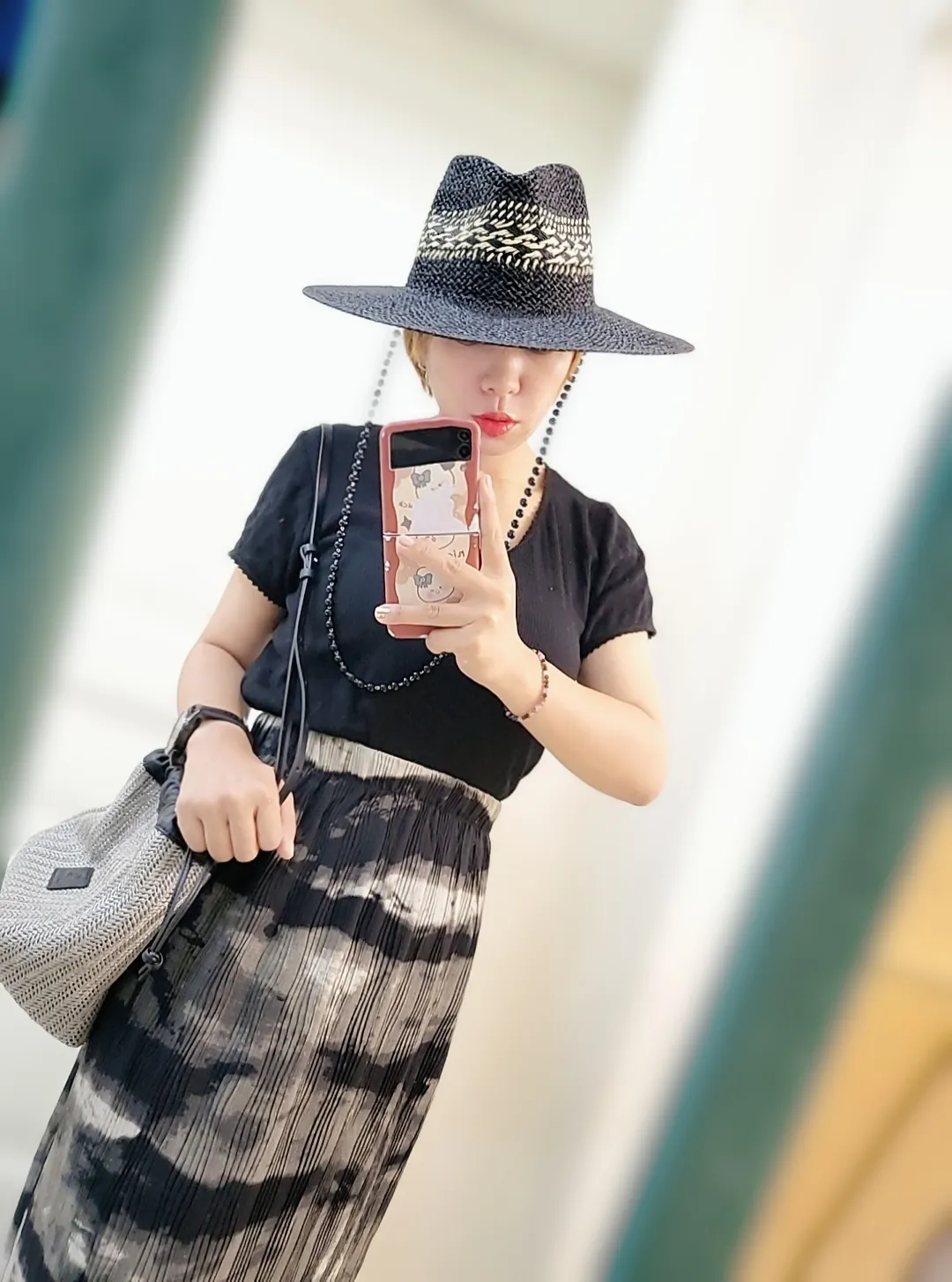 Straw Hat Japanese Style Black Brown Panama Women's Beach Big Brim