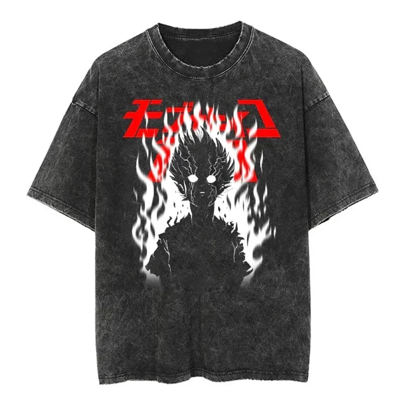 Maxct Berserk Print T-shirt Men Women Cotton Hip Hop Oversized Tshirt Short Sleeve T Shirt Streetwear Tops Tee Vintage Washed Unisex