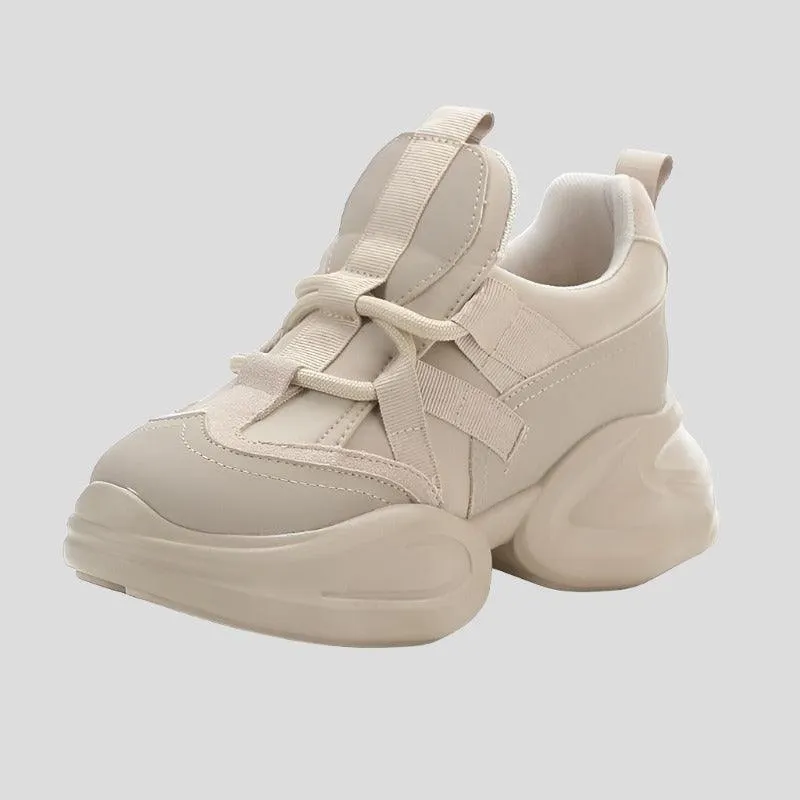 Women's  8cm Leather Air Mesh Platform Sneakers Maxct