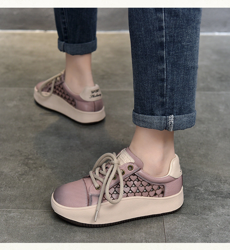 Versatile Hollow Thick Bottom Mid-Heels Shoes Maxct