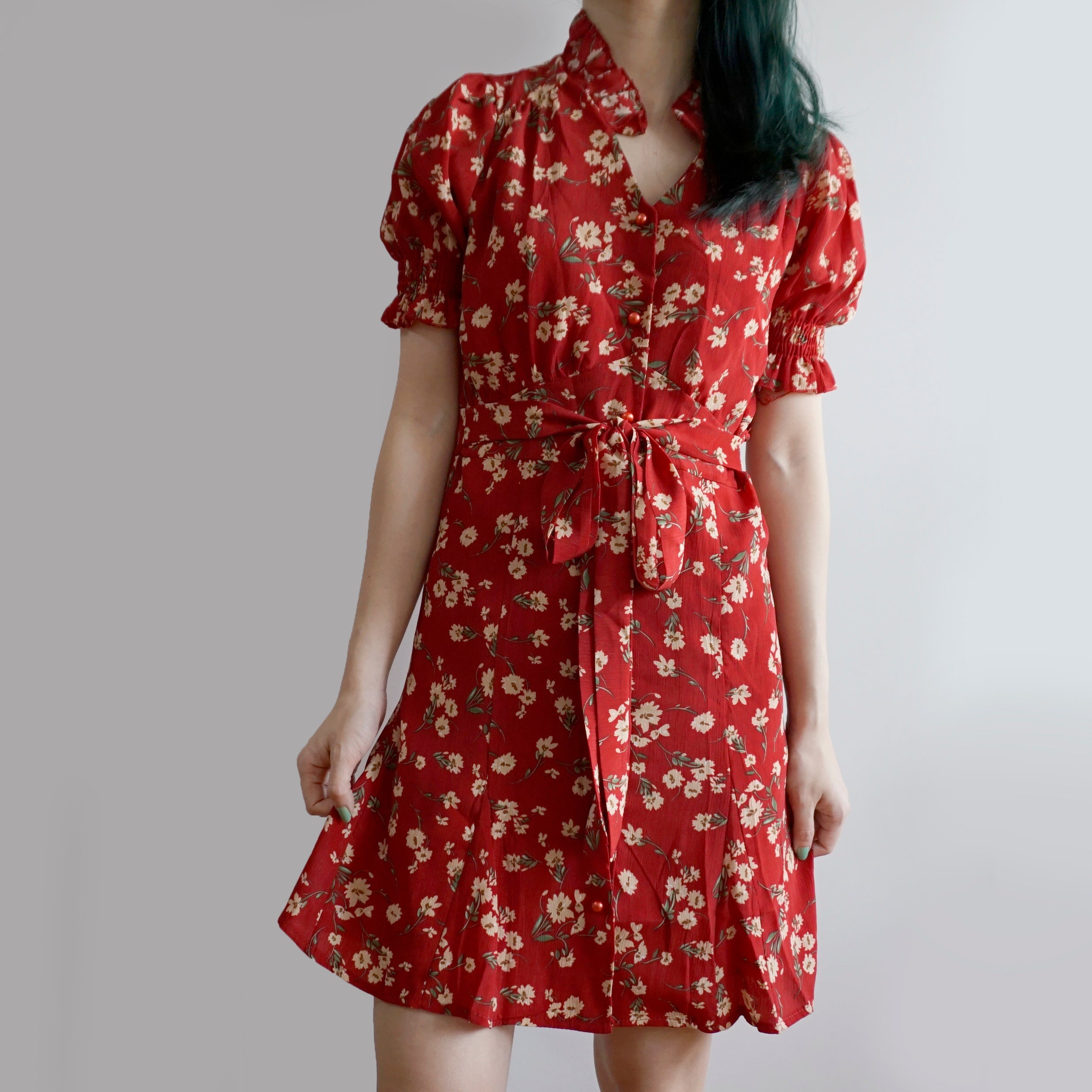 Floral Blossom Puff Sleeve Dress Maxct