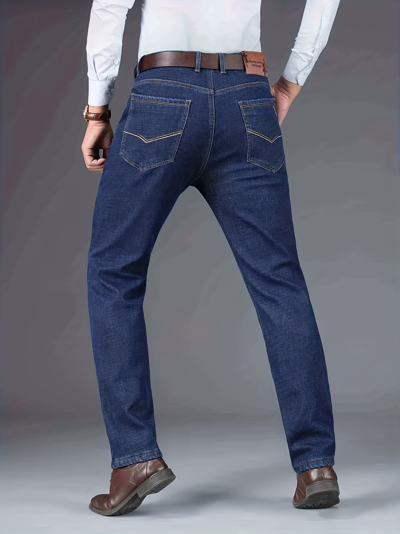 Chic Jeans For Business, Men's Semi-formal Stretch Dress Pants For All Seasons, Father's Gift