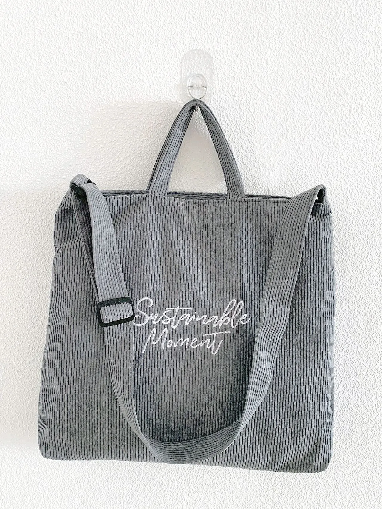 Maxct - Corduroy Letter Graphic Top Handle Bag  - Women Tote Bags