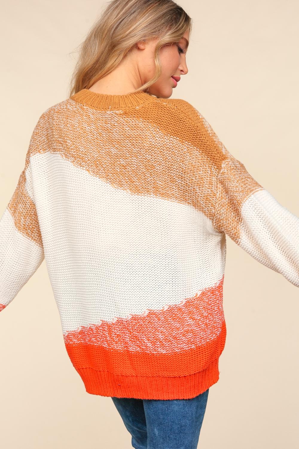 Maxct &Haptics Color Block Long Sleeve Sweater