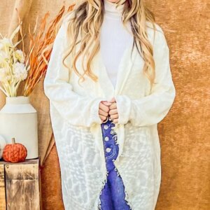 Maxct &And The Why Textured Knit Fringe Hem Cardigan