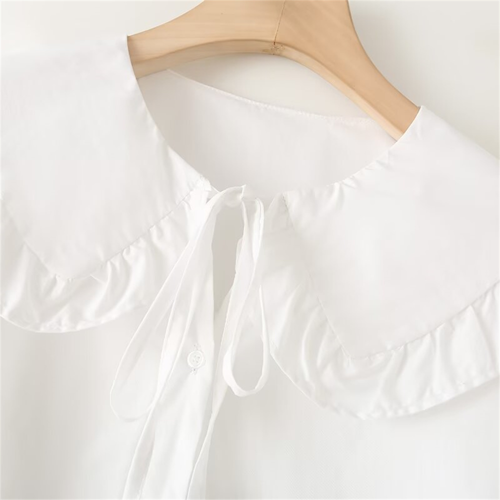Maxct Autumn New Product Women's Simple and Versatile French Fashion Small Round Collar Long Sleeve Shirt