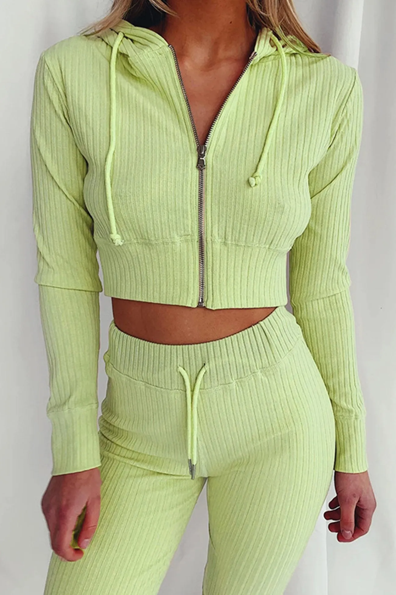 Maxct Ribbed Knit Hoodie Long Pants Suits