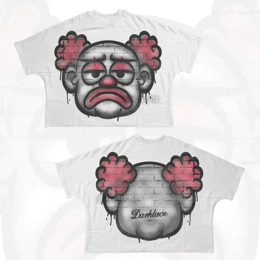 New hip-hop fun women cartoon pattern printed large T-shirt street clothing original cotton men and women short sleeves y2k top