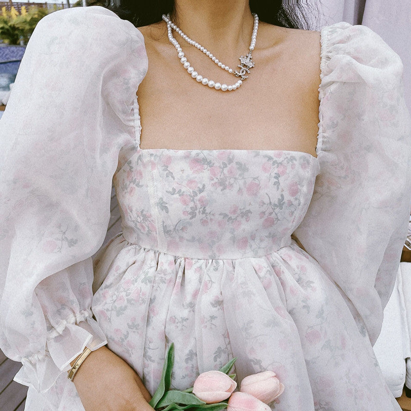 Rose Tea Reversible Mini Puff Dress Maxct