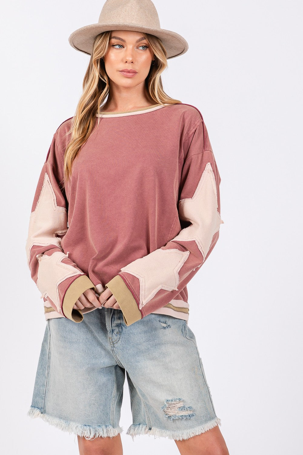 Maxct &SAGE + FIG French Terry Star Applique Patch Sweatshirt