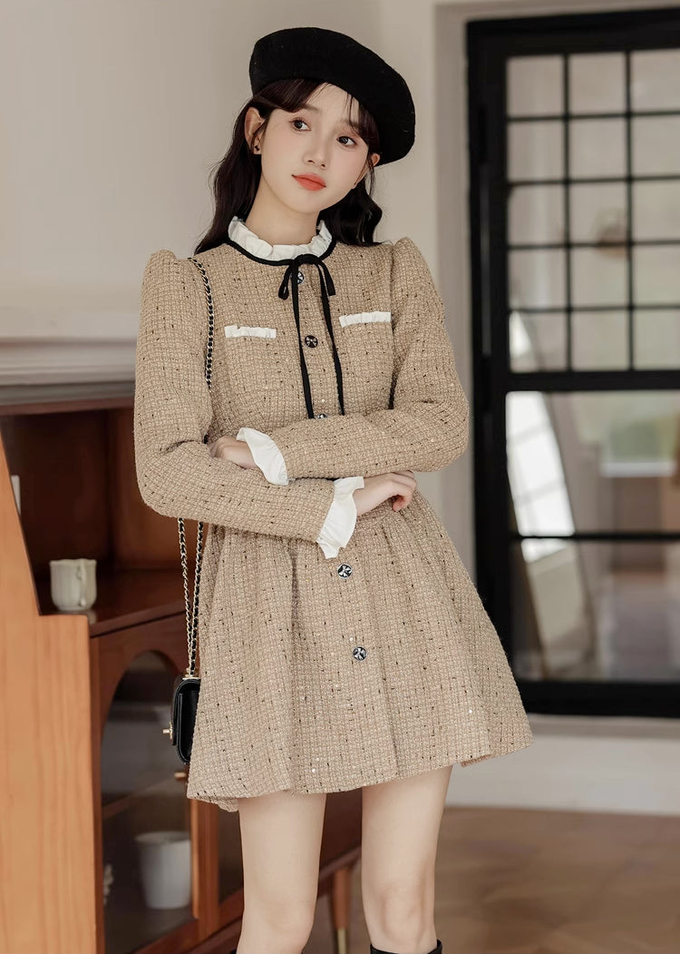Latte Tweed Mini Dress Maxct