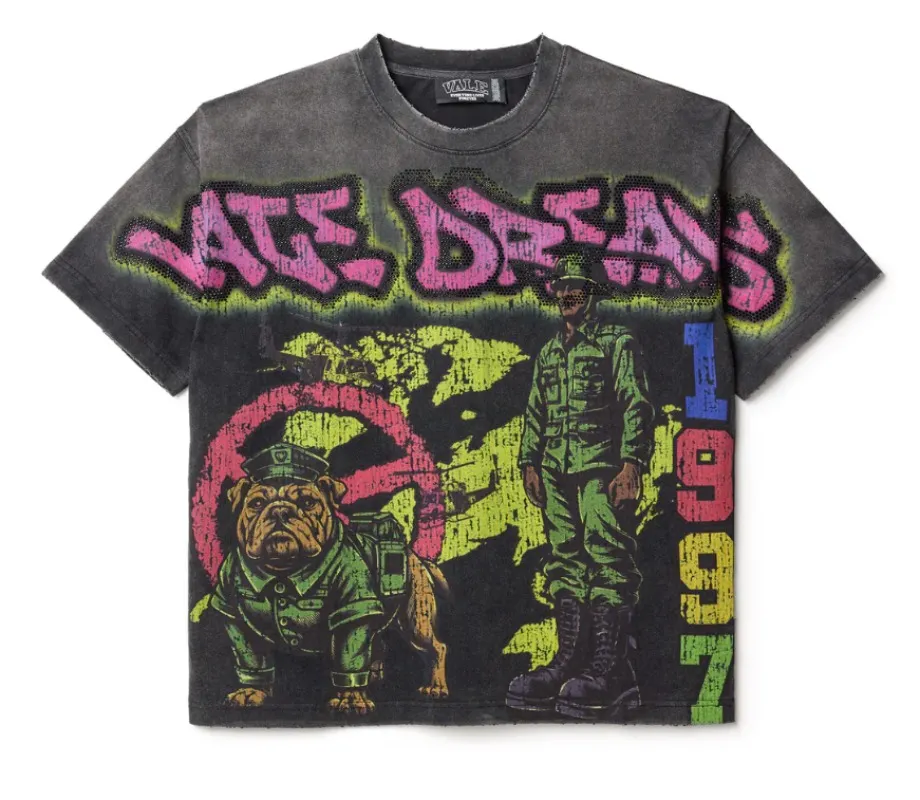 Maxct American Street Hip Hop Printed T-shirt High Street Retro Washed Loose Harajuku Fashion Street Trend Casual Couple Y2K Top