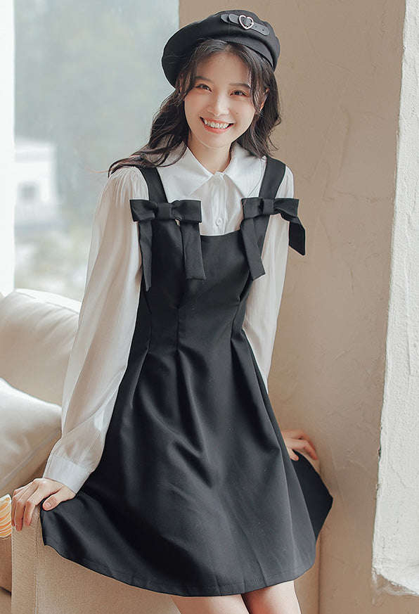 Little Bow Mini Pinafore Dress Set Maxct