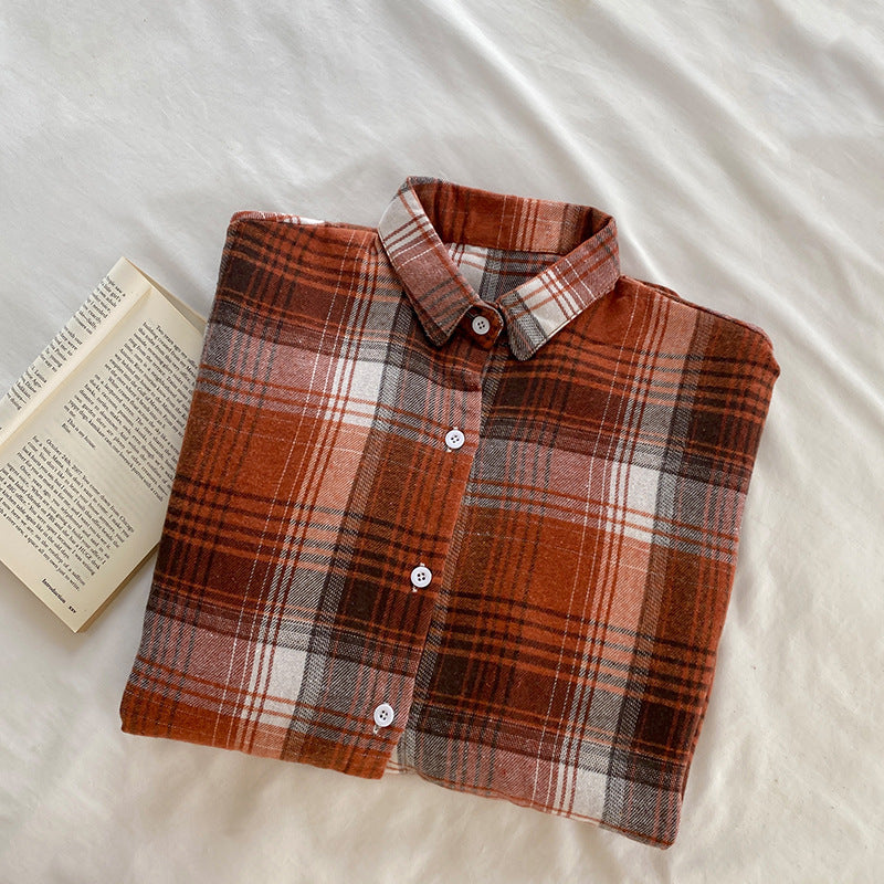 Maxct Vintage Plaid Oversized Loose Blouse