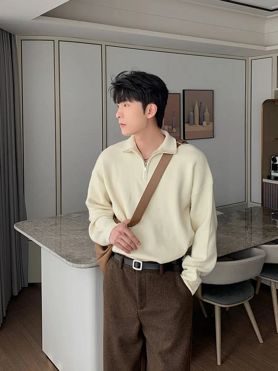 Maxct Pleated Half-zip Turtleneck Sweater