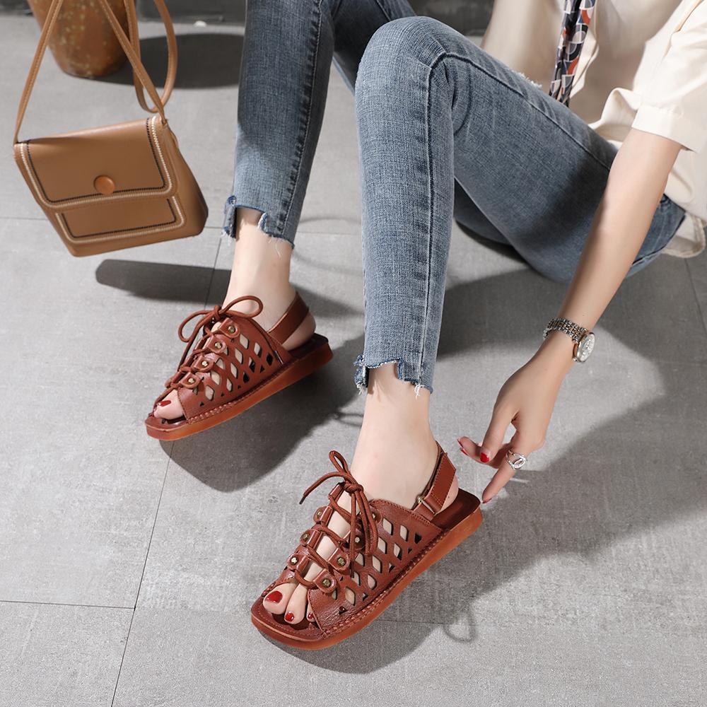 Strappy Sandals Peep Toe Retro Maxct