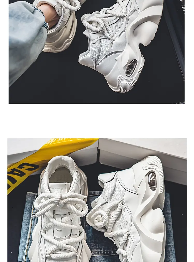 Microfiber Leather Upper Increased Platform Stylish Sneakers