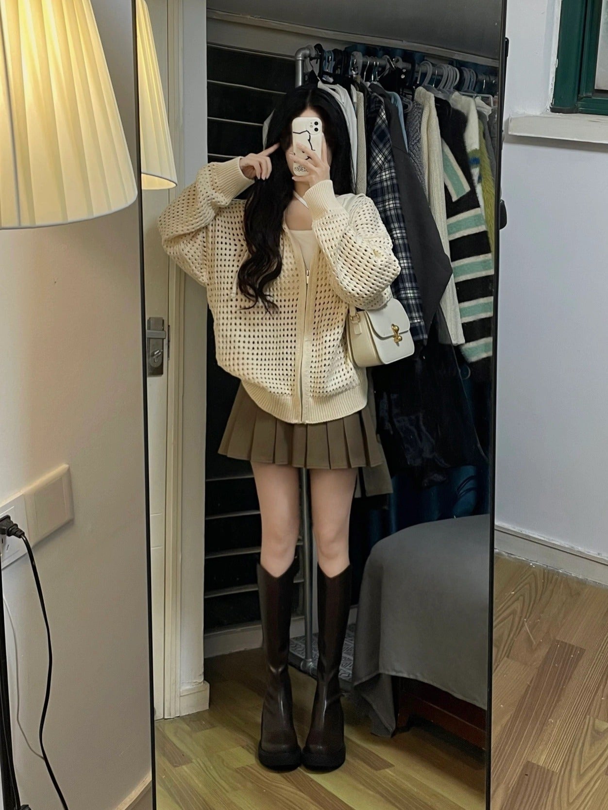 Maxct Knit All Over Cutout Hooded Cardigan