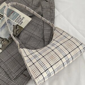 Bag For Love - Plaid Pattern Baguette Bag - Women Maxct Bags