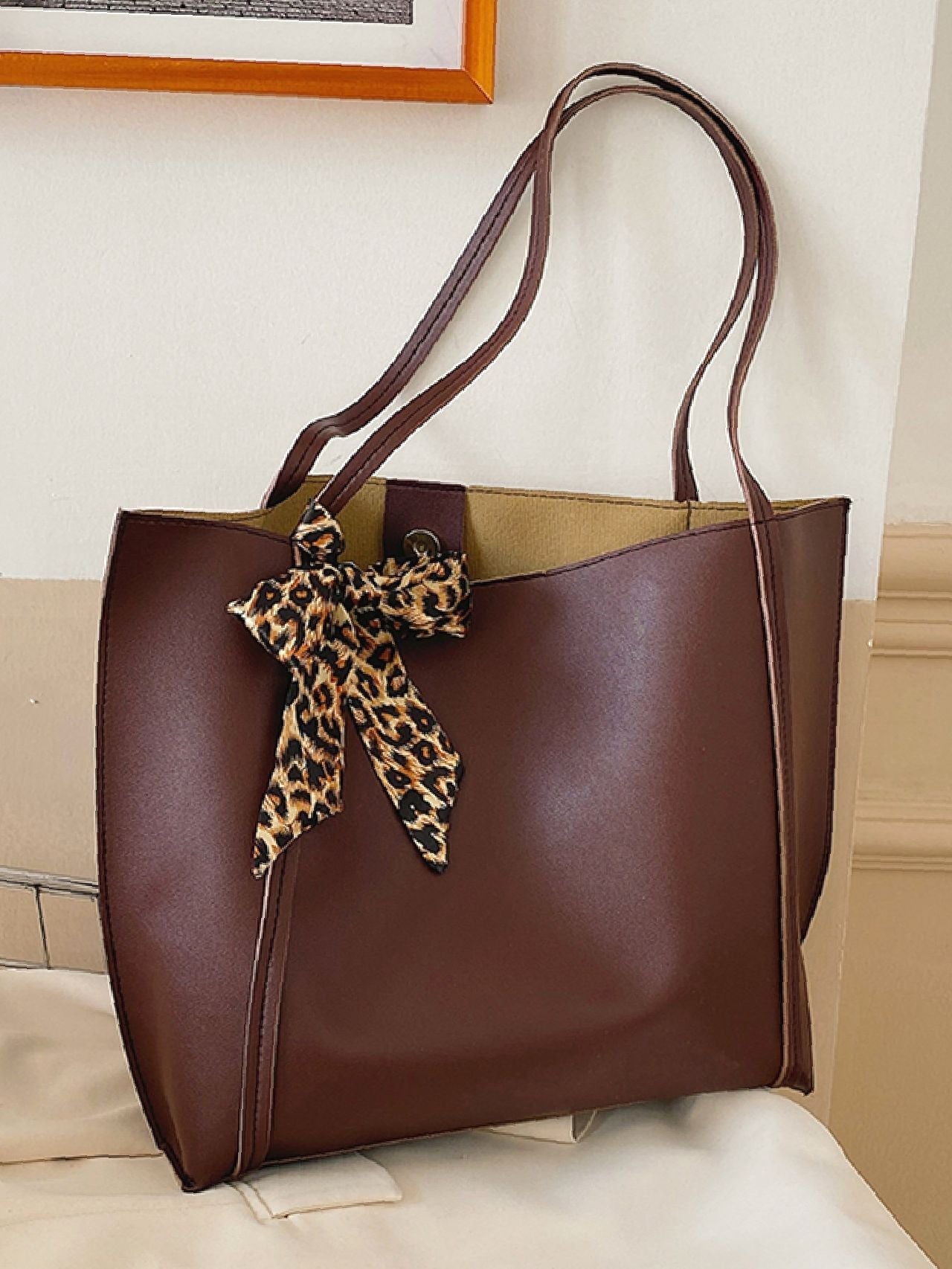 Maxct - Twilly Scarf Decor Shoulder Tote Bag  - Women Tote Bags