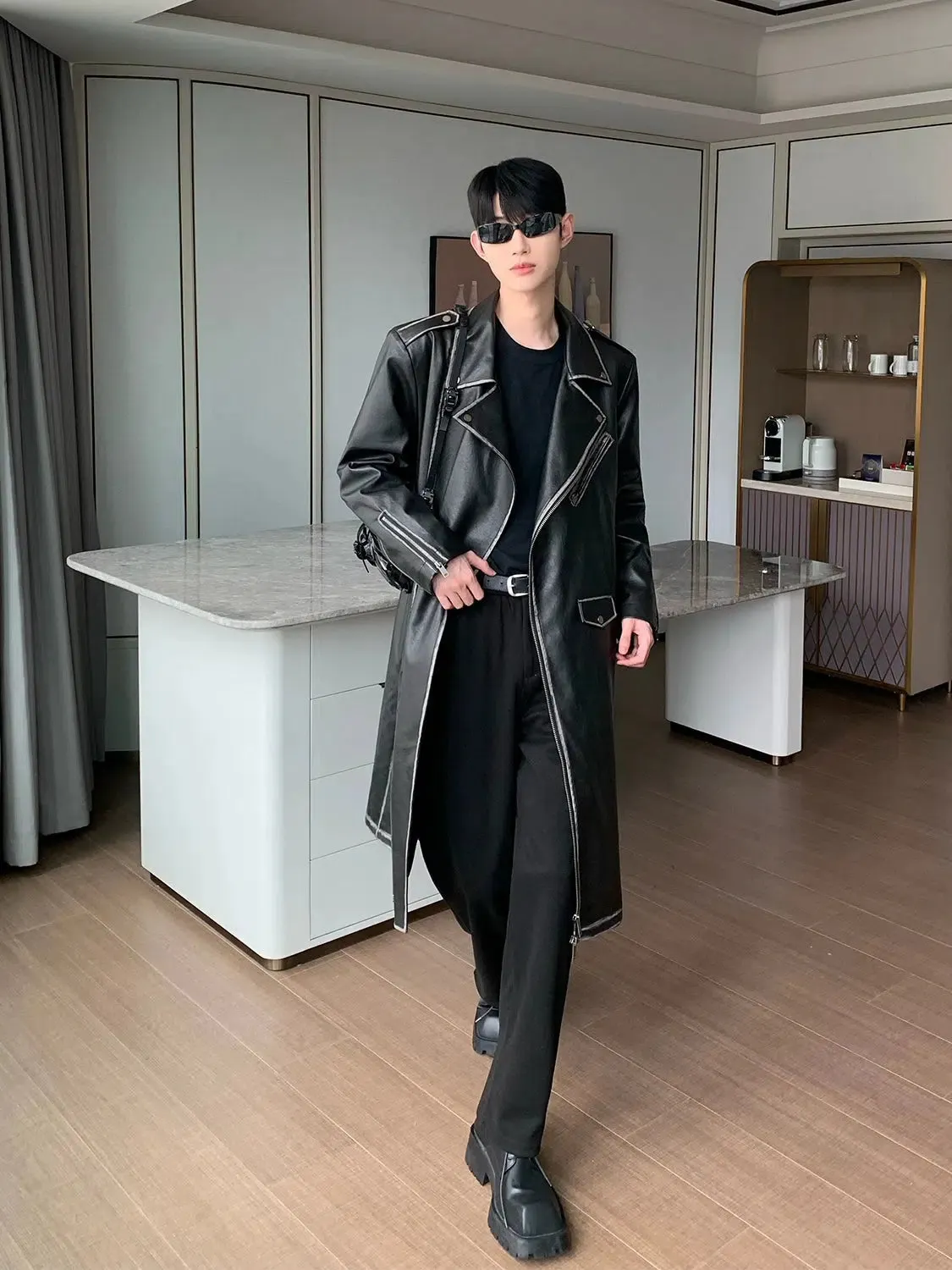 Maxct Over-the-knee Mid-length Leather Coat