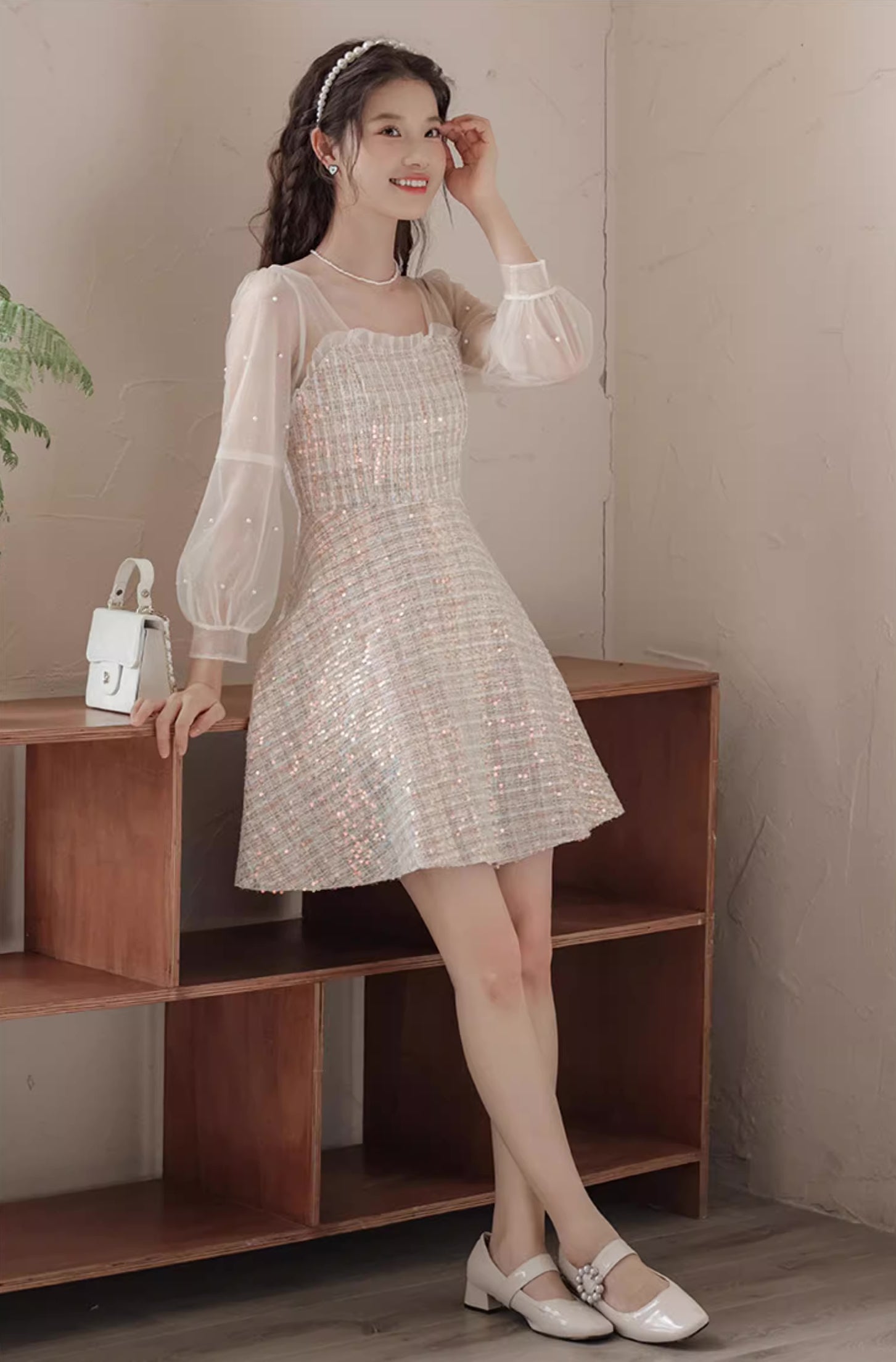 Daytime Sequin Tweed Mini Dress Maxct