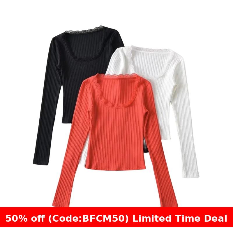 Maxct winter outfits men Spring Hot Girl High Waist Short Inner Lace T-shirt Slim Slimming Pit Stretch Bottoming Shirt