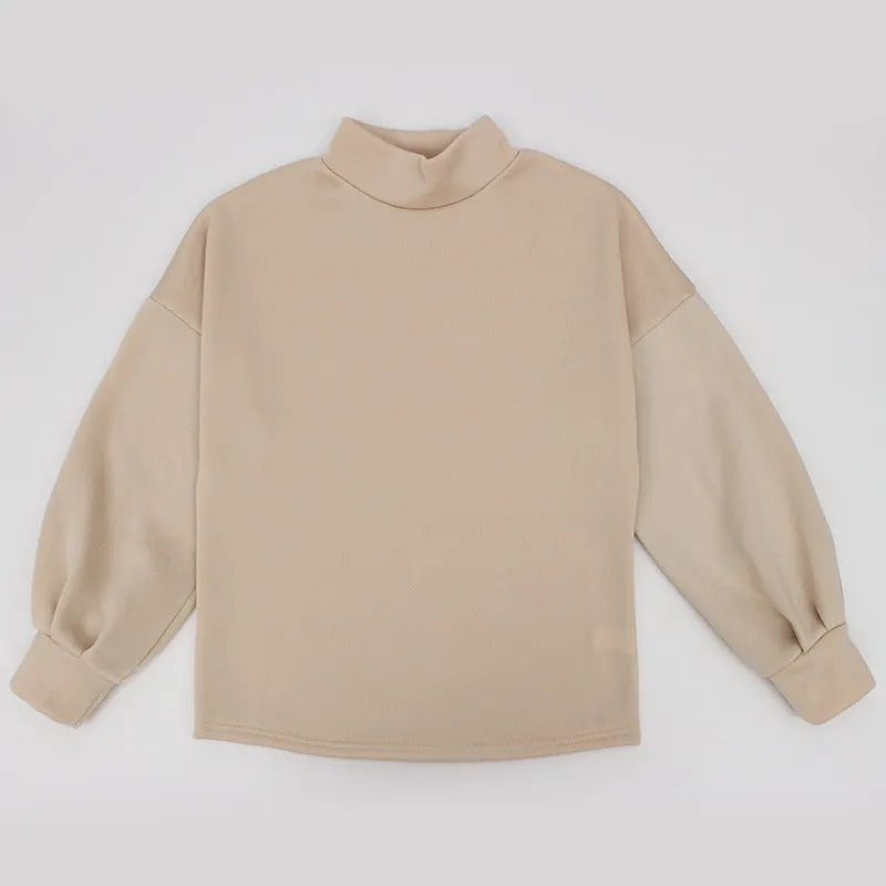 Maxct Mock Neck Puff Sleeve Sweatshirt Long Pants Suits