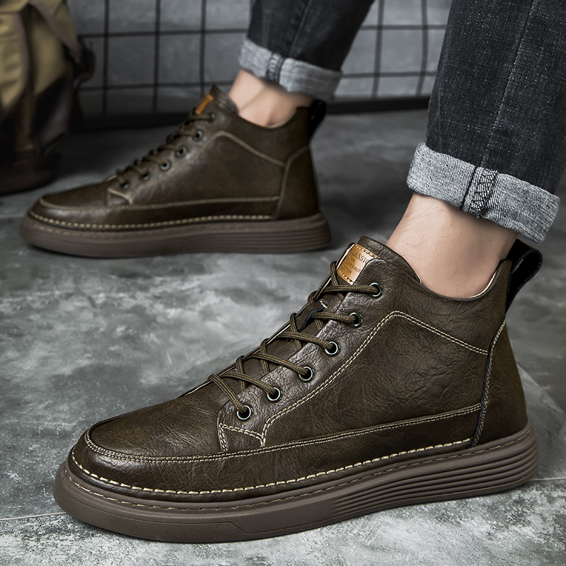 Men's Leather Motorcycle Boots - true deals club