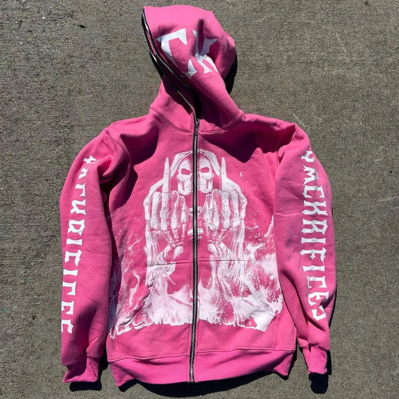 Maxct Y2k Women's Hoodie Personalized Cartoon Anime Print Streetwear Oversize Vintage Sweatshirt Punk Gothic Long Sleeve Tops Clothes