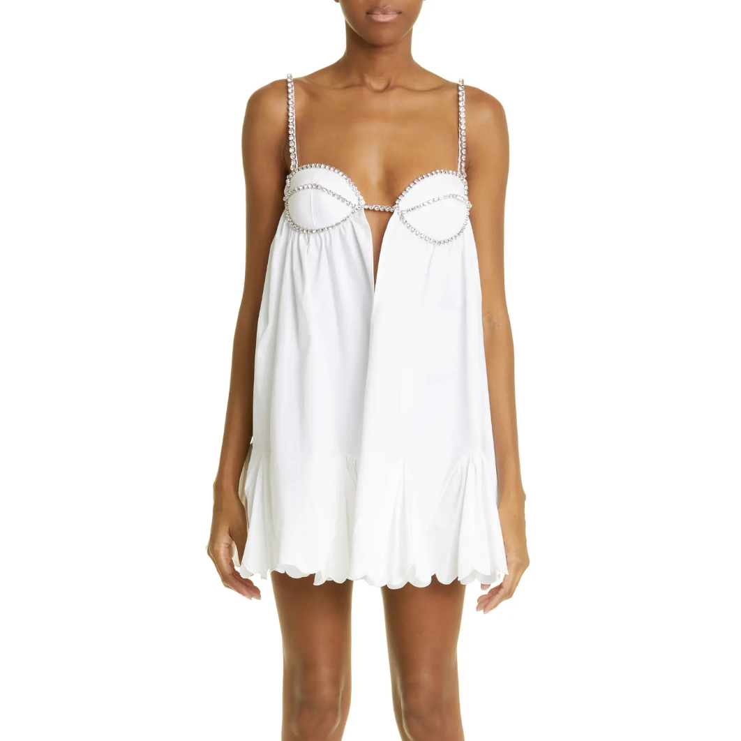 She Shines Poplin Scalloped-Hem Mini Dress Maxct