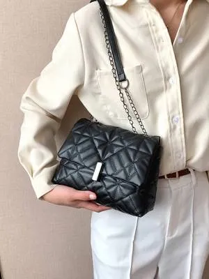 Bag For Love - Quilted Pattern Chain Square Bag - Women Maxct Bags