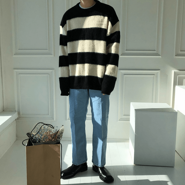 Maxct 5566 Knitted Stripe Pullover Sweater