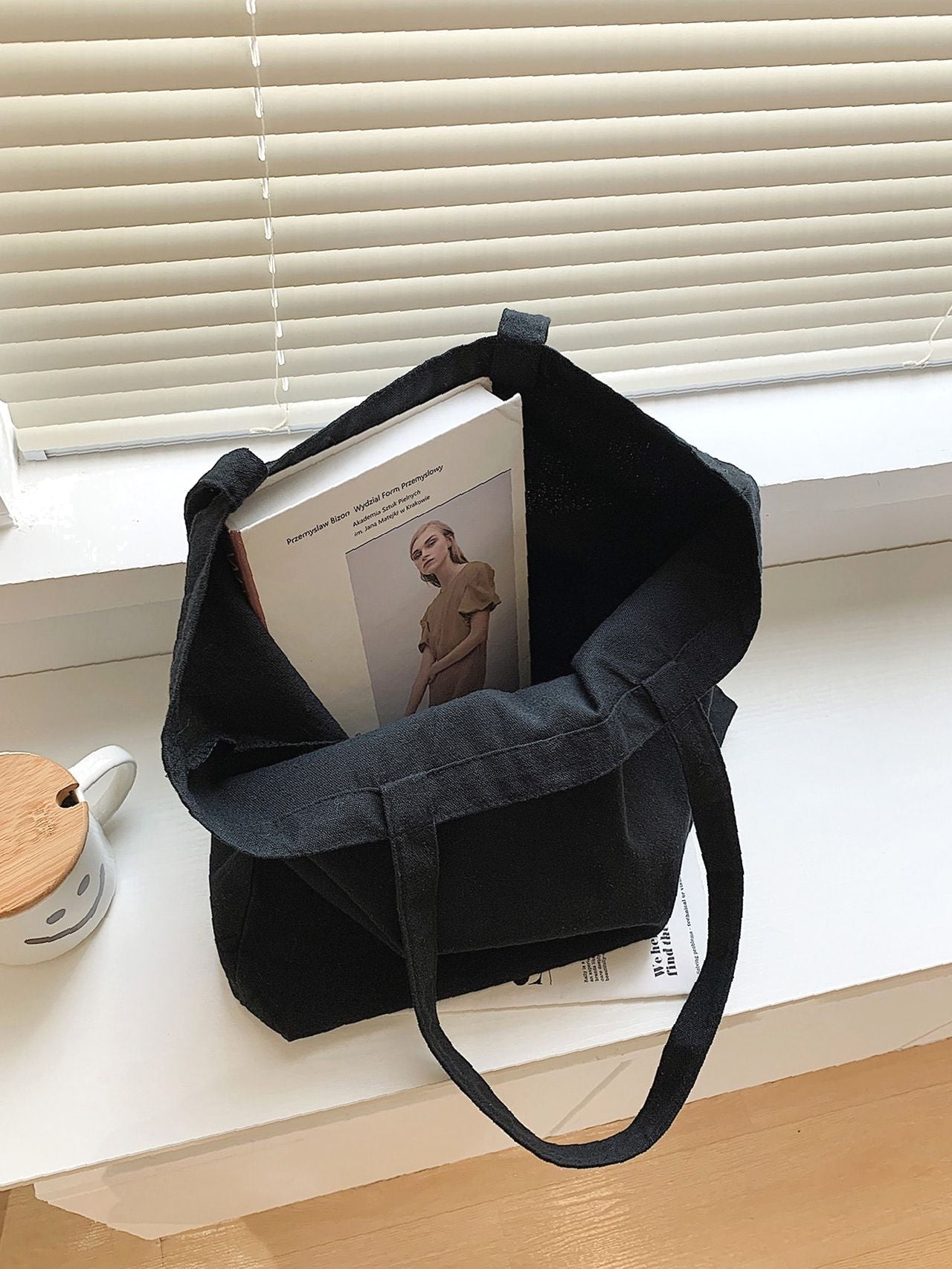 Maxct - Letter Graphic Canvas Shopper Bag  - Women Tote Bags