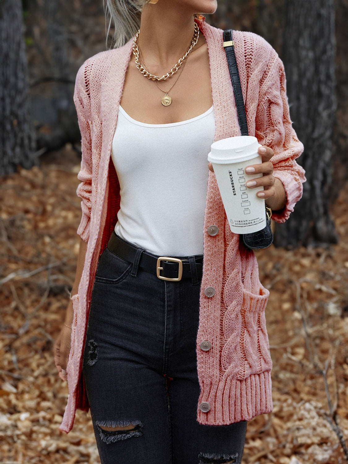 Maxct &Cable-Knit Button Down Cardigan