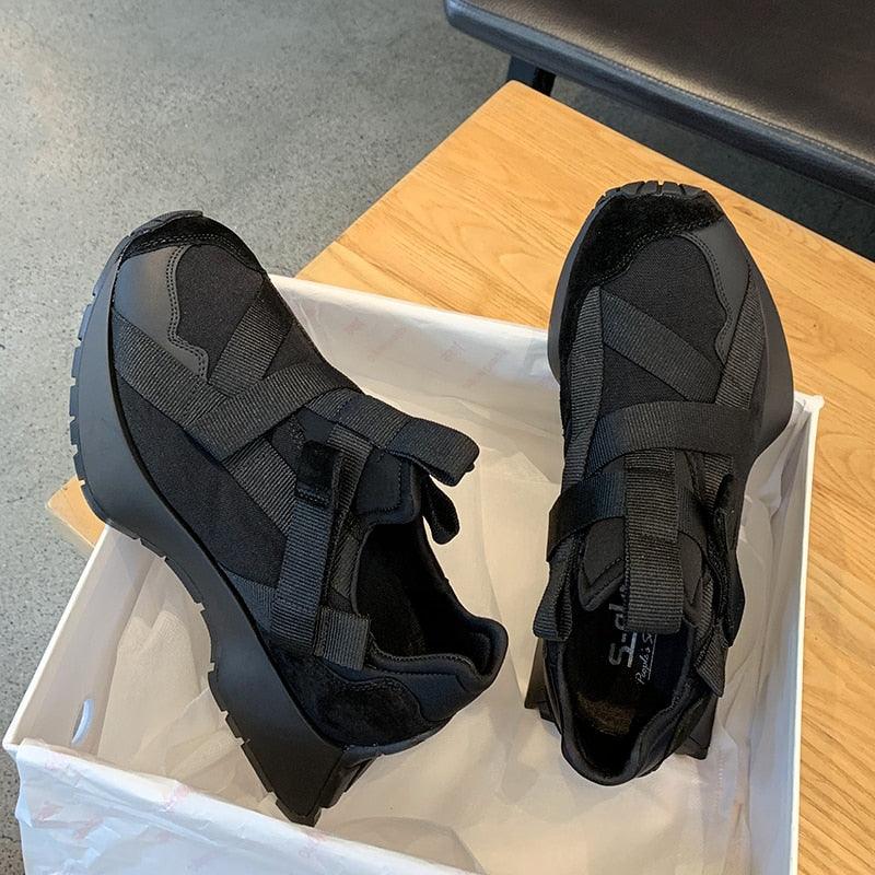Black Chunky Sneakers for Women Maxct