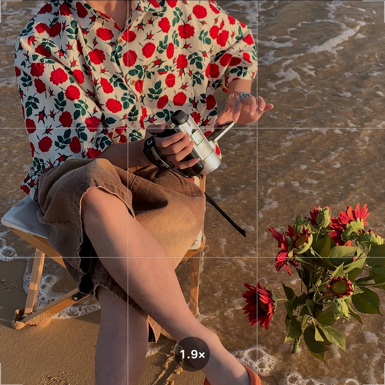 Red Rose Button-Up Shirt Maxct