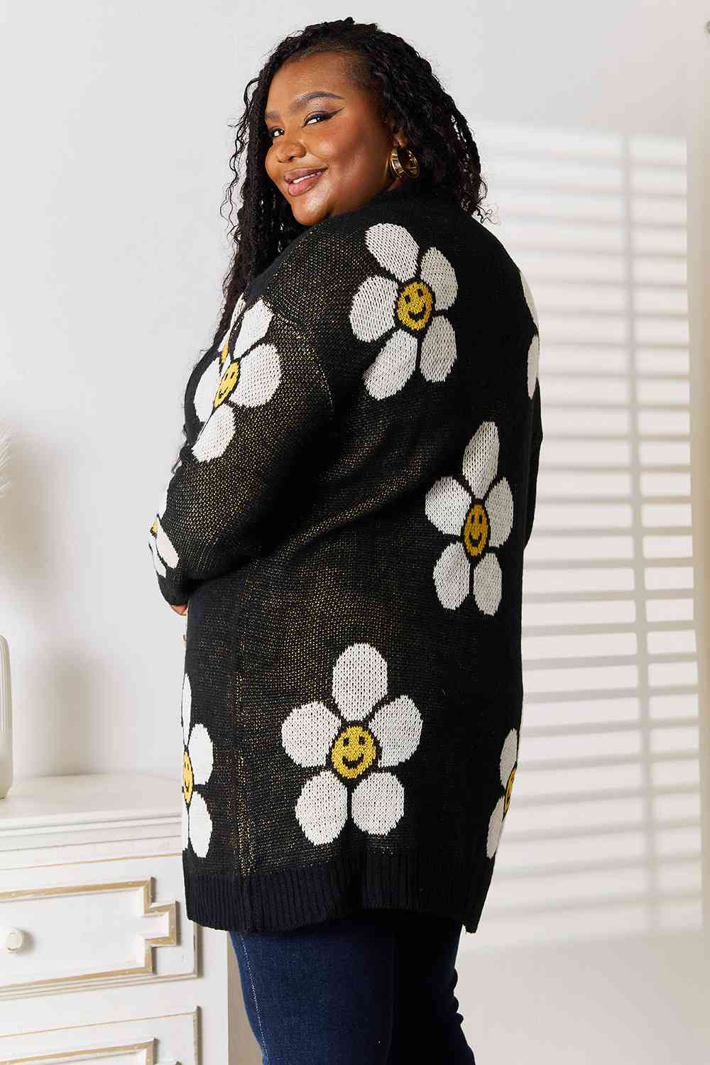 Maxct &Double Take Floral Button Down Longline Cardigan