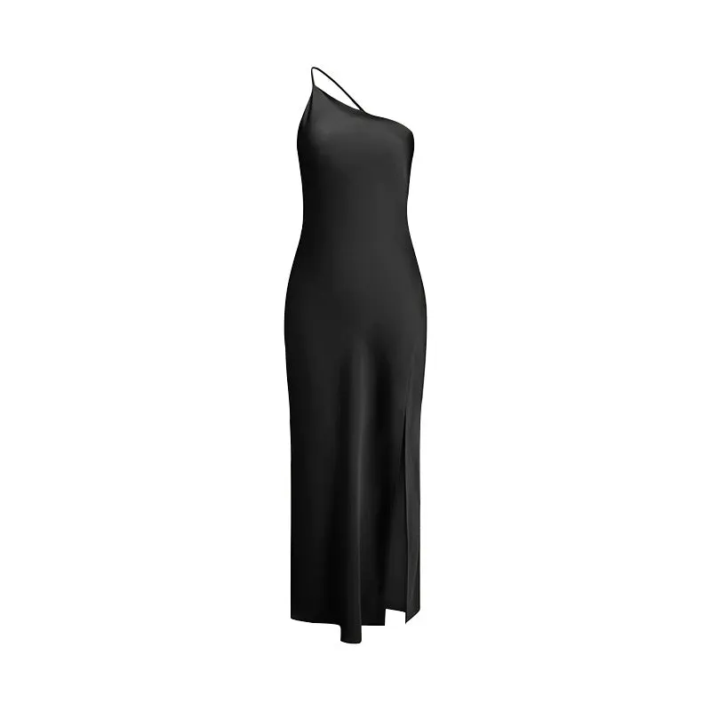 Slim-Fit Off-Shoulder Solid Color Backless Long Dress Maxct