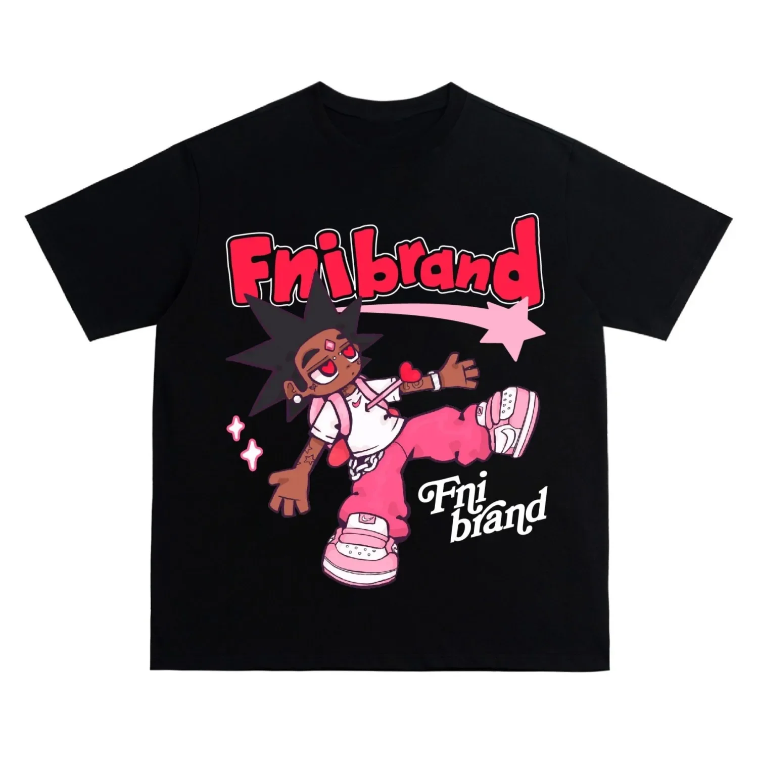 Maxct American Hip-Hop Cartoon Boy Printed Oversized Short-Sleeved T-shirt Y2K Loose Summer Heavy Half-sleeved Street Women Clothing